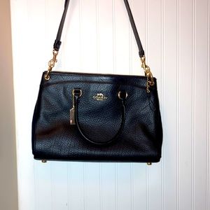 Coach Mia black pebbled leather satchel bag GUC